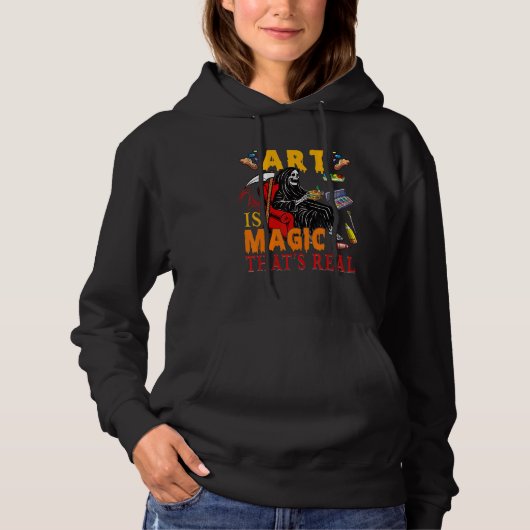Art Is Magic That's Real The Death Skeleton Teache Hoodie (Vorderseite)