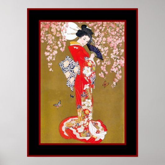 Art Japanese Geisha Lady Vintage Poster (Vorne)