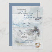 Art Journal Coastal Collage Bridal Shower Einladung (Vorne/Hinten)