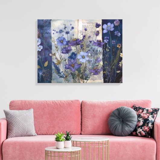 Art Journal-Seiten: Verblasste Blues Leinwanddruck (Insitu (Wohnzimmer))