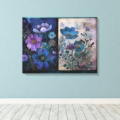 Art Journal-Seiten: Vintage Blues Leinwanddruck (Insitu (Holzboden))