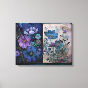 Art Journal-Seiten: Vintage Blues Leinwanddruck