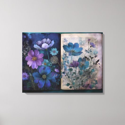 Art Journal-Seiten: Vintage Blues Leinwanddruck (Vorderseite)