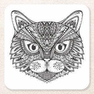 Art-Katze Rechteckiger Pappuntersetzer