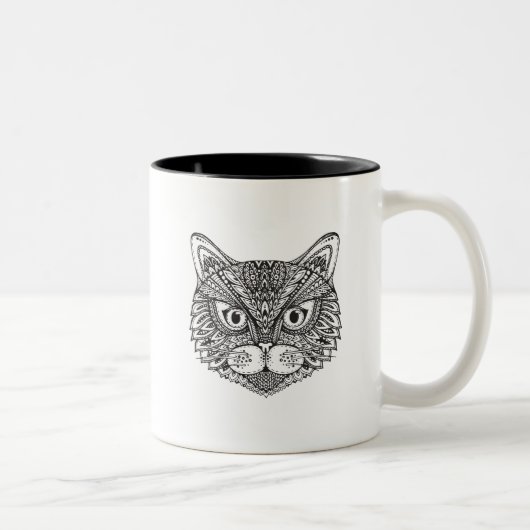 Art-Katze Zweifarbige Tasse (Rechts)