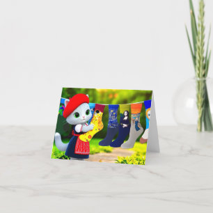 Art Kitty holt Kunstsocken aus Dankeskarte