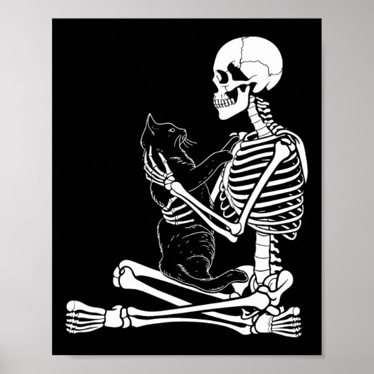 Art Kitty Skeleton Halloween Kostüm Schädel und Ca Poster (Vorne)