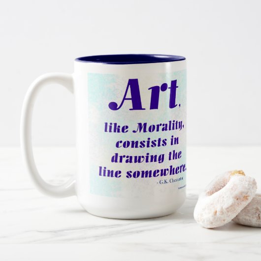 Art, Like Morality, ... Zweifarbige Tasse (Mit Donut)