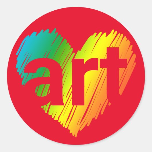 Art Lover, Big Heart mit Wort Kunst, kreative Kuns Runder Aufkleber (Vorderseite)