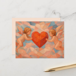 Art Lover Expressionist Cherubs Valentine Postcard Feiertagspostkarte