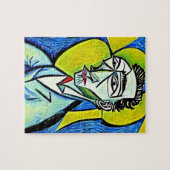 ART-MAN-blaugelb-abstraktes Portrait Puzzle (Horizontal)