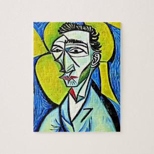 ART-MAN-blaugelb-abstraktes Portrait Puzzle