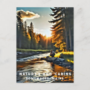 *~* Art Man Fishing Stream Nature AP49 Postkarte