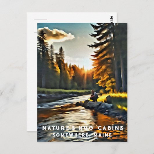 *~* Art Man Fishing Stream Nature AP49 Postkarte (Vorne/Hinten)
