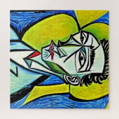 ART MAN gelb blau künstlerisch ironisch abstrakt Puzzle (Horizontal)