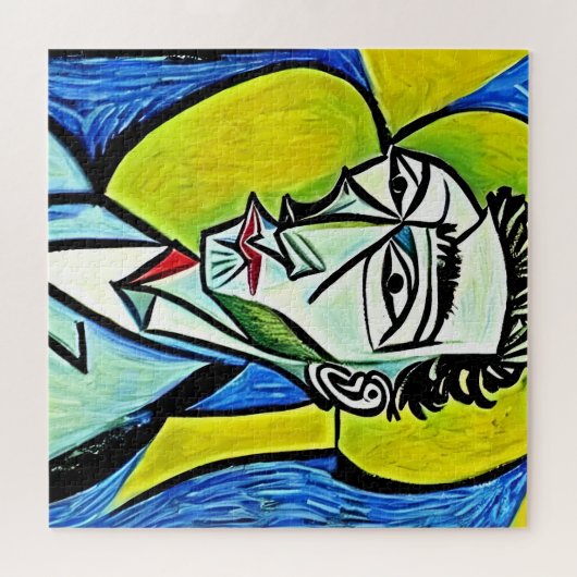 ART MAN gelb blau künstlerisch ironisch abstrakt Puzzle (Horizontal)