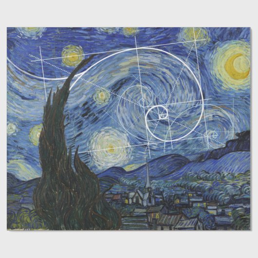  Art Meets Math, Van Gogh trifft Fibonacci Card Geschenkpapier (Flach)