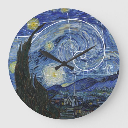 Art Meets Math, Van Gogh trifft Fibonacci Card Große Wanduhr (Vorderseite)