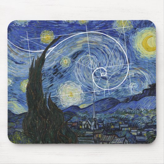 Art Meets Math, Van Gogh trifft Fibonacci Card Mousepad (Vorne)