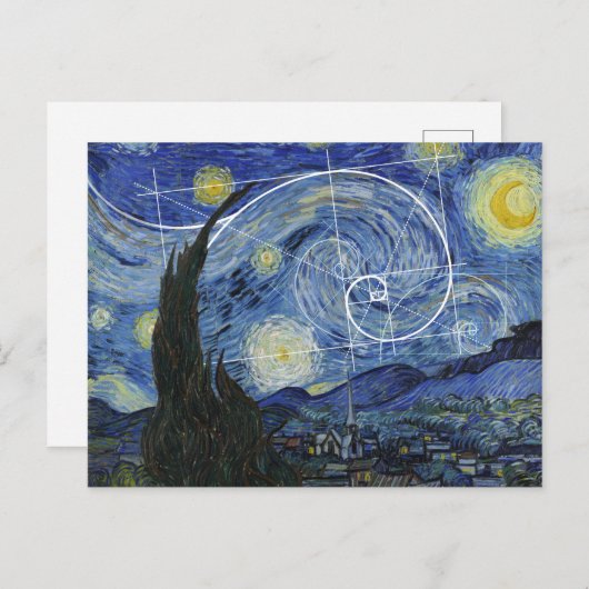 Art Meets Math, Van Gogh trifft Fibonacci Card Postkarte (Vorne/Hinten)