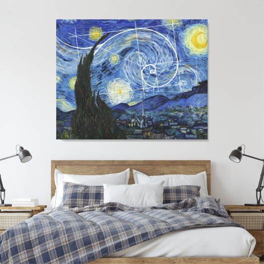 Art Meets Math, Van Gogh trifft Fibonacci Poster Leinwanddruck (Insitu (Schlafzimmer))