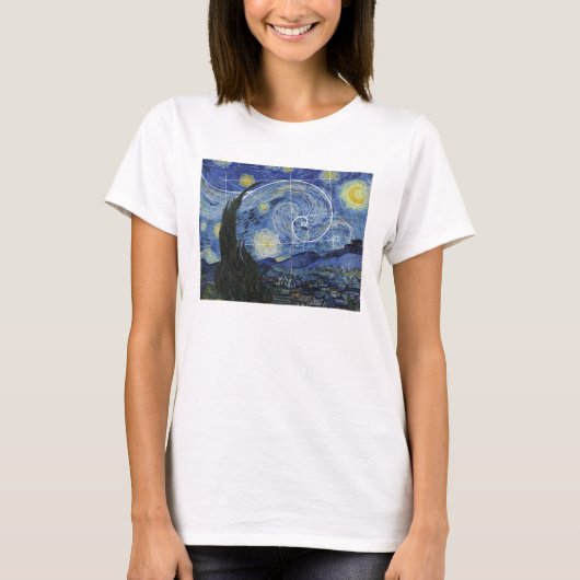 Art Meets Mathe, Van Gogh trifft Fibonacci T - Shi T-Shirt (Vorderseite)