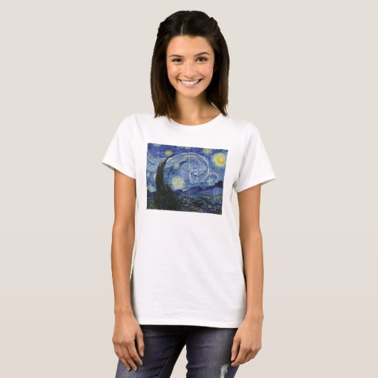Art Meets Mathe, Van Gogh trifft Fibonacci T - Shi T-Shirt (Vorne ganz)