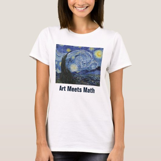 Art Meets Mathe, Van Gogh trifft Fibonacci T - Shi T-Shirt (Vorderseite)