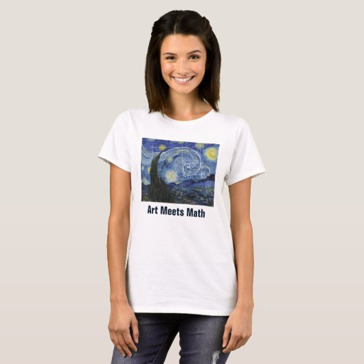 Art Meets Mathe, Van Gogh trifft Fibonacci T - Shi T-Shirt (Vorne ganz)