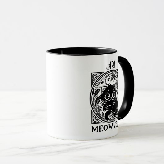 Art Meowveau Tasse (VorderseiteRechts)
