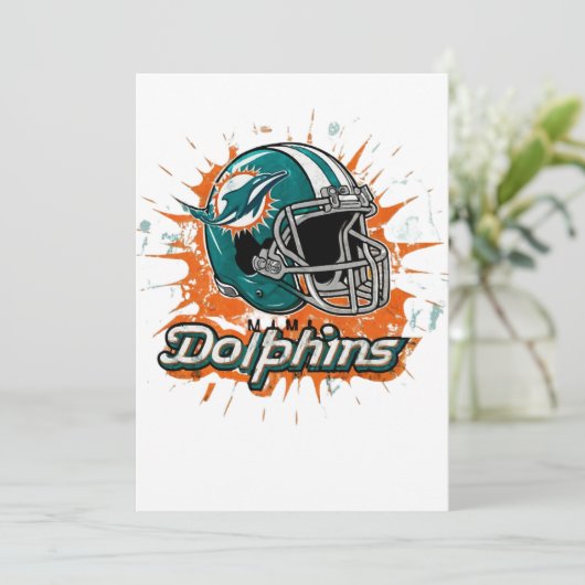 Art - Miami Dolphins Classic Dankeskarte (Stehend Vorderseite)