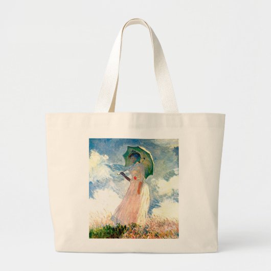 Art Monet "Frau mit rosa Parosel" Jumbo Stoffbeutel (Vorne)