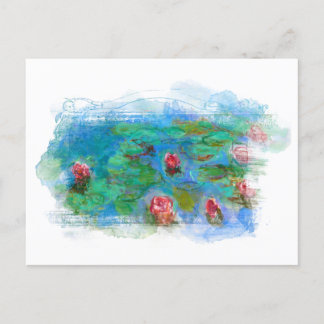 ** Art Monet Lily Pond Floral Engel AR23 Postkarte