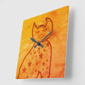 Art,Niedlich Cat Clipart orange Quadratische Wanduhr (Winkel)