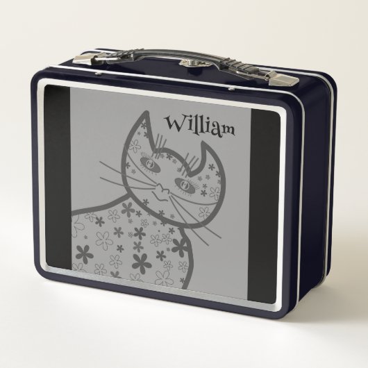 Art,Niedlich Cat Clipart personalisiert Metal Lunc Metall Brotdose (Rückseite)