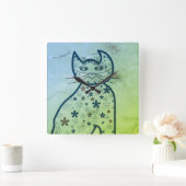 Art ,Niedlich Cat Clipart Quadratische Wanduhr (Zuhause)