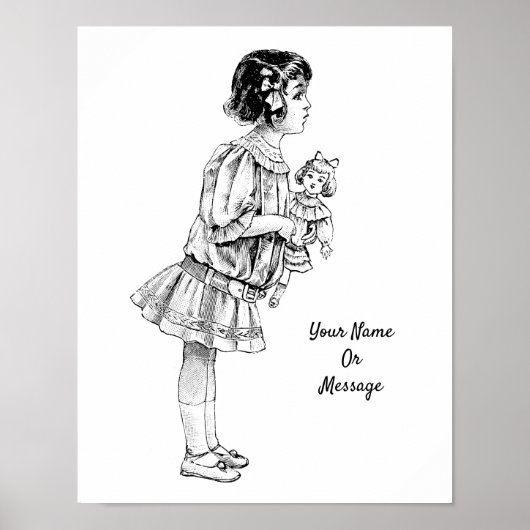Art Niedlich Girl Holding a Doll Poster (Vorne)