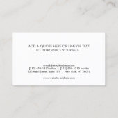 ART NOIR FOTO mit YELLOW TYP Business Card Visitenkarte (Rückseite)