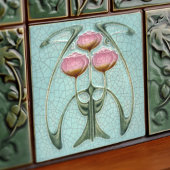 Art Nouveau 1890s Trio of Peonies Gibbons Fliese