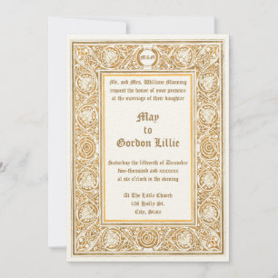 Art Nouveau 1895 Foliage & Floral Border Wedding Einladung