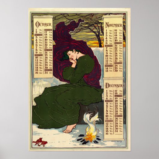 Art Nouveau 1896 Kalender von Louis Rhead Poster (Vorne)