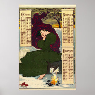 Art Nouveau 1896 Kalender von Louis Rhead Poster