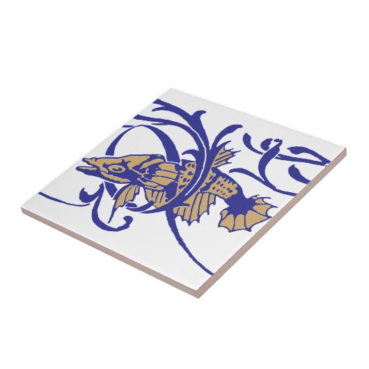 Art Nouveau 1905 Fish & Seaweed Frieze Muster Fliese (Seite)