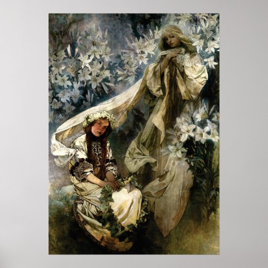 Art Nouveau 1905 Madonna von Lilies by Mucha Poster (Vorne)