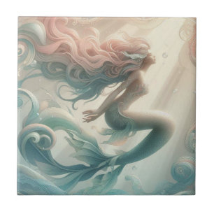 Art Nouveau 3D-Effekt Meerjungfrau Pastell Keramik Fliese