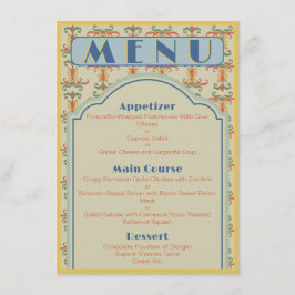 Art Nouveau 4.5" x 6.25" Wedding Menu Menükarte