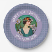 Art Nouveau 80 / custom Birthday - Ihr Foto Pappteller (Vorderseite)