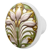 Art Nouveau Abstrakt White Gold Flora Keramikknauf (Rechts)