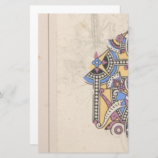 Art Nouveau abstrakte Textil Christopher Dresser Briefpapier (Vorne/Hinten)
