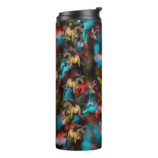 Art Nouveau Abstraktes isländisches Pony Thermosbecher (Nach links gedreht)